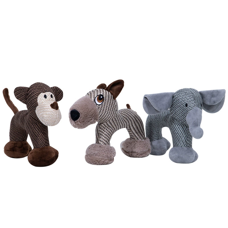 Прямая для трансграничного питомца плюшевая Голосовая грызающая игрушка льняная кукла моделирование животных игрушки для собак товары для домашних животных