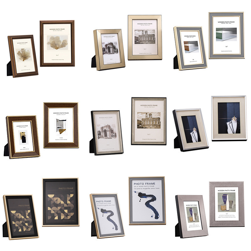 Italian Design Modern Minimalist Solid Wood Photo Frame 6inch 7inch 10inch Silver Black Gold Model Home Decor Display Piece