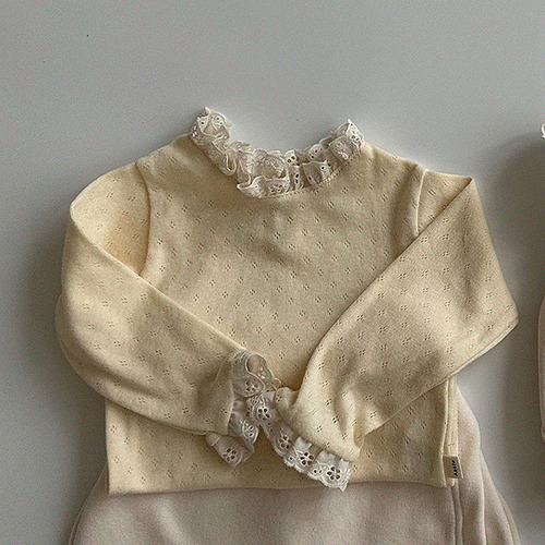  spring and autumn baby bottoming shirt cotton T-shirt lace collar long-sleeved Korean baby top