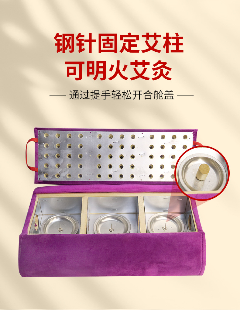 Wooden Moxibustion Box Lumbar Back Support Pillow with 54 Moxa Sticks Pine Wood Warm Therapy Tool in use
