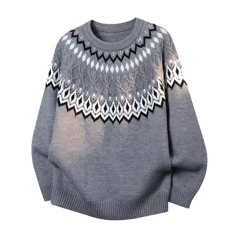 Explosiones transfronterizas de tamaño europeo de tamaño grande Fair Island Jacquard jersey suéter hombre Navidad alta sensación otoño invierno fábrica al por mayor