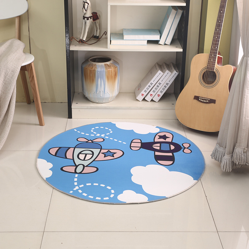 Fábrica personalizada comercio exterior cristal lana impresión de transferencia 3D alfombra redonda sala de estar dormitorio junto a la cama dibujos animados OEM hogar image 5