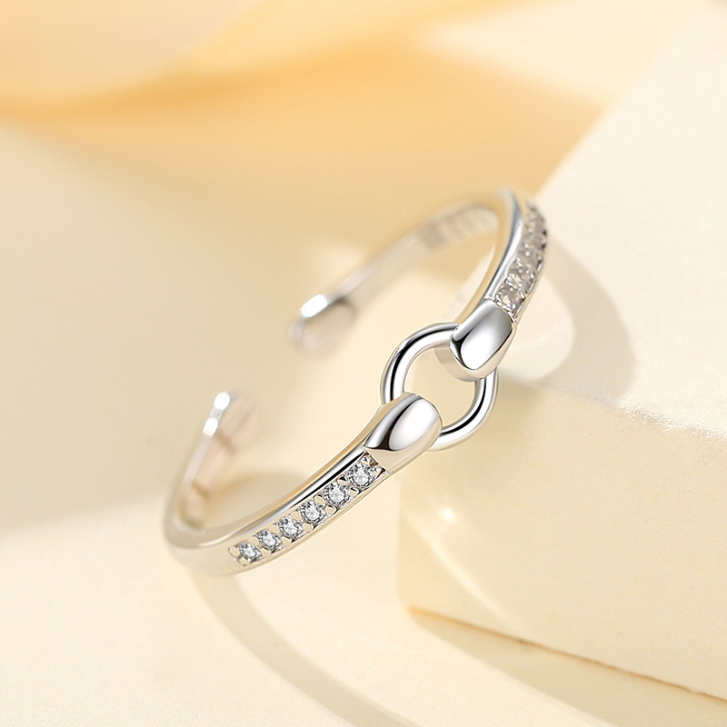 S925 plata esterlina anillo geométrico transfronterizo de moda de las mujeres anillo de estilo frío al por mayor de las mujeres anillo ajustable abierto