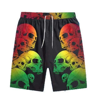 Distinctive Funny Colorful Skull Men's Breathable Loose Beach Sports Shorts 2024 Hot Selling 3D Printing