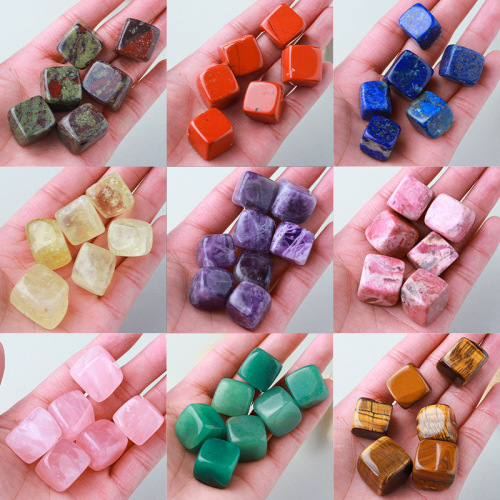 Natural crystal rough stone cubes, amethyst rose quartz, tiger eye stone, ice tartar, aromatherapy stone, fish tank decoration stone
