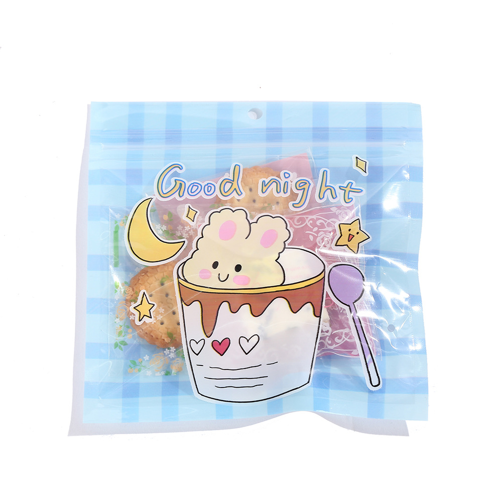 Bolsa de embalaje de dibujos animados lindo snack ziplock bolsa de alimentos sub-Bolsa de embalaje galleta caramelo clasificación del hogar bolsa de almacenamiento al por mayor