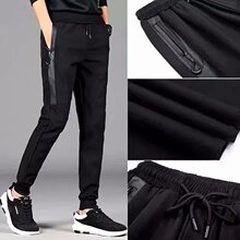 新款春秋大码男士休闲裤口袋拉链青年运动裤港风宽松潮流九分裤子
