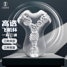 SHAKI夏奇飞机杯男用手动全透明gay训练自慰器双头双人螺旋贯通