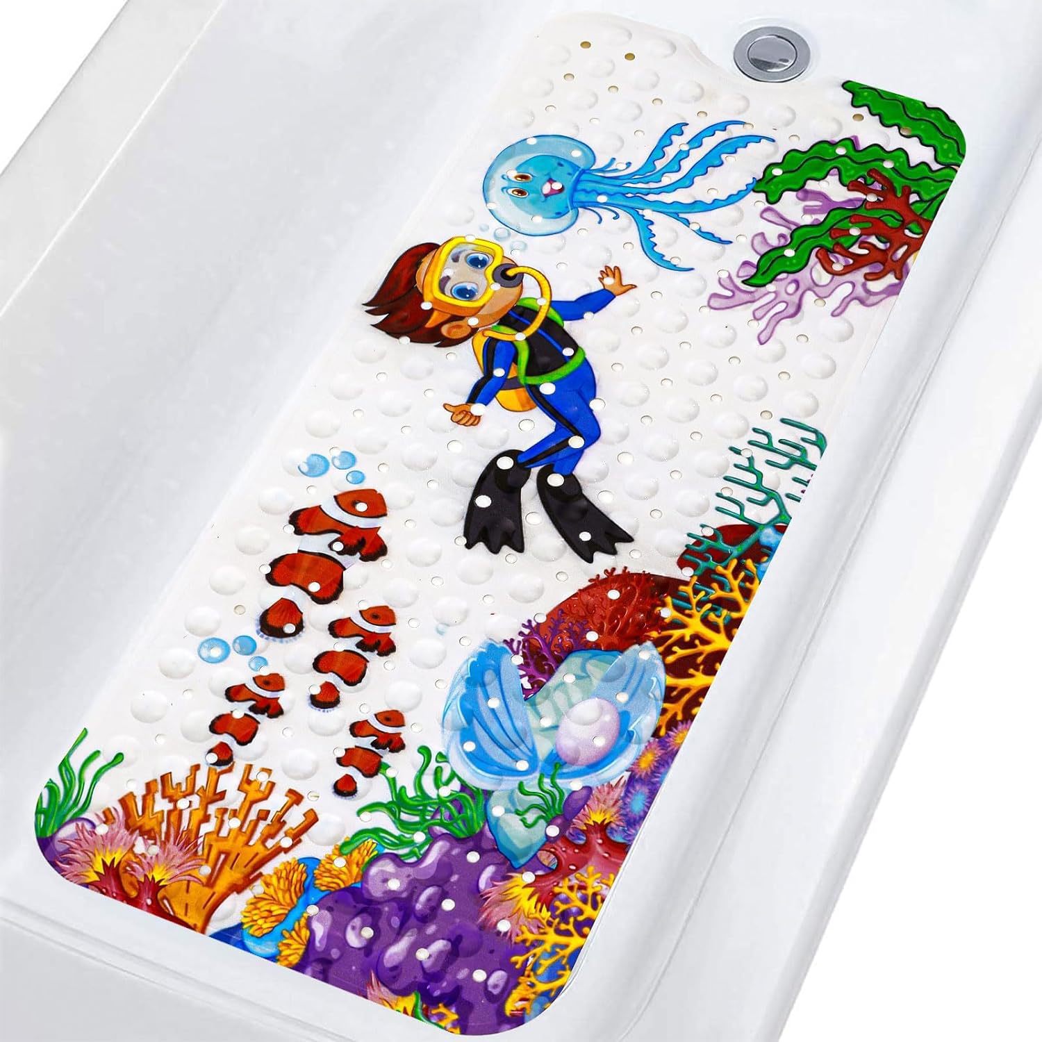 Alfombrilla antideslizante para baño con diseño de océano de dibujos animados para niños de Amazon, alfombrilla antideslizante para piscina, baño, alfombrilla antideslizante