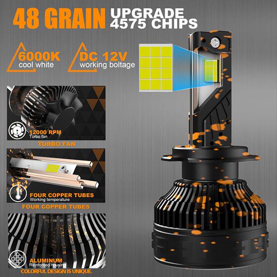 Cross-border T8 universal H1 H4 H7 H11 car LED headlights modified new three copper tube far and near integrated headlights