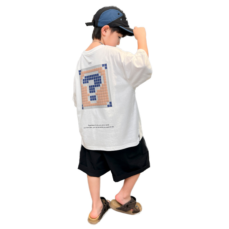 Outfit per ragazzi, stile da grandi ragazzi, 2024, nuovi pantaloncini estivi a maniche corte per bambini, set da due pezzi, alla moda, fresco e comodo_voghion.com