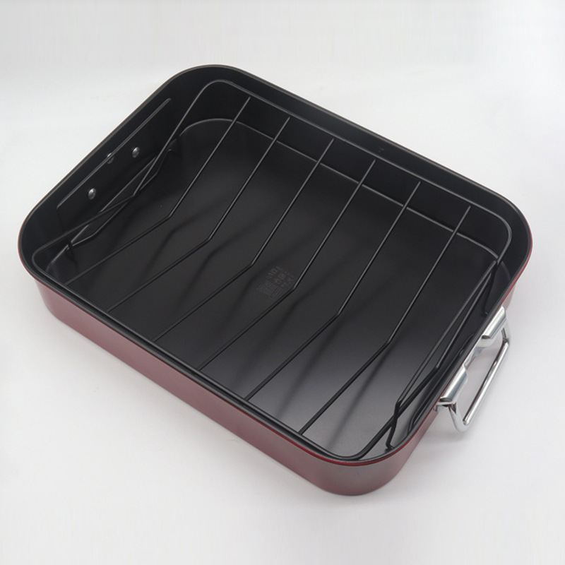 Turquía RoasterPan no tocando con mango, bandeja de pollo con soporte, bandeja de peru en forma de V, Amazon Hot Sale