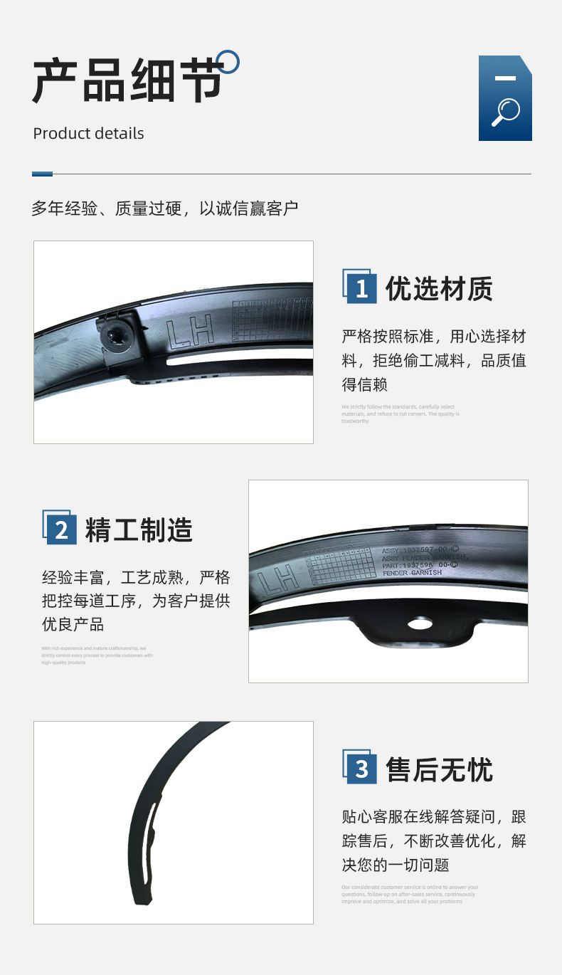 Suitable for Tesla 2025 New Model Y Wheel Arches, Front and Rear Fender Trim Strips Made of Abs Material