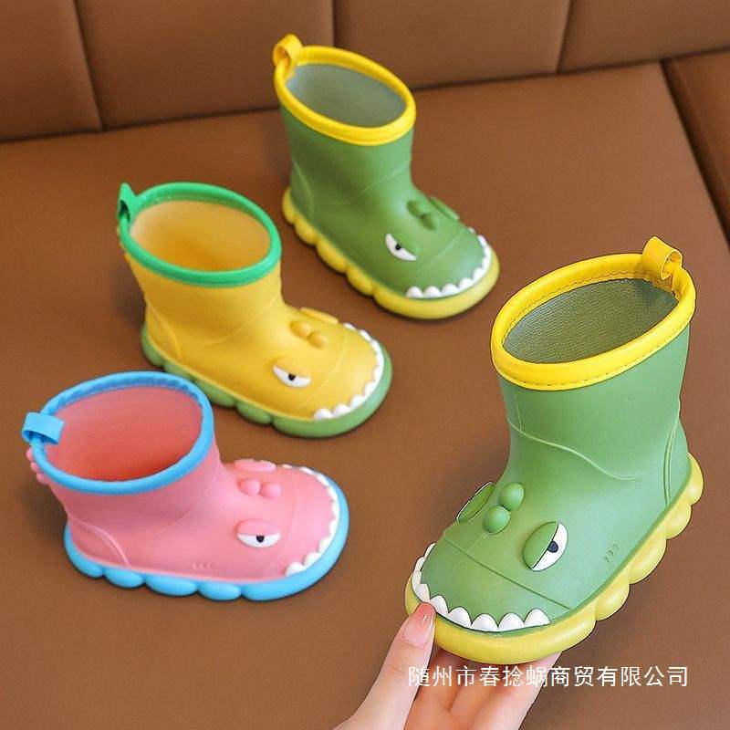 Children's Shark Rain Boots for Boys and Girls, Fashionable Outer Wear for School, Short-Tube Non-Slip Large Kidsren's Rubber Shoes, Water Shoes, Rain Boots for Kindergarten