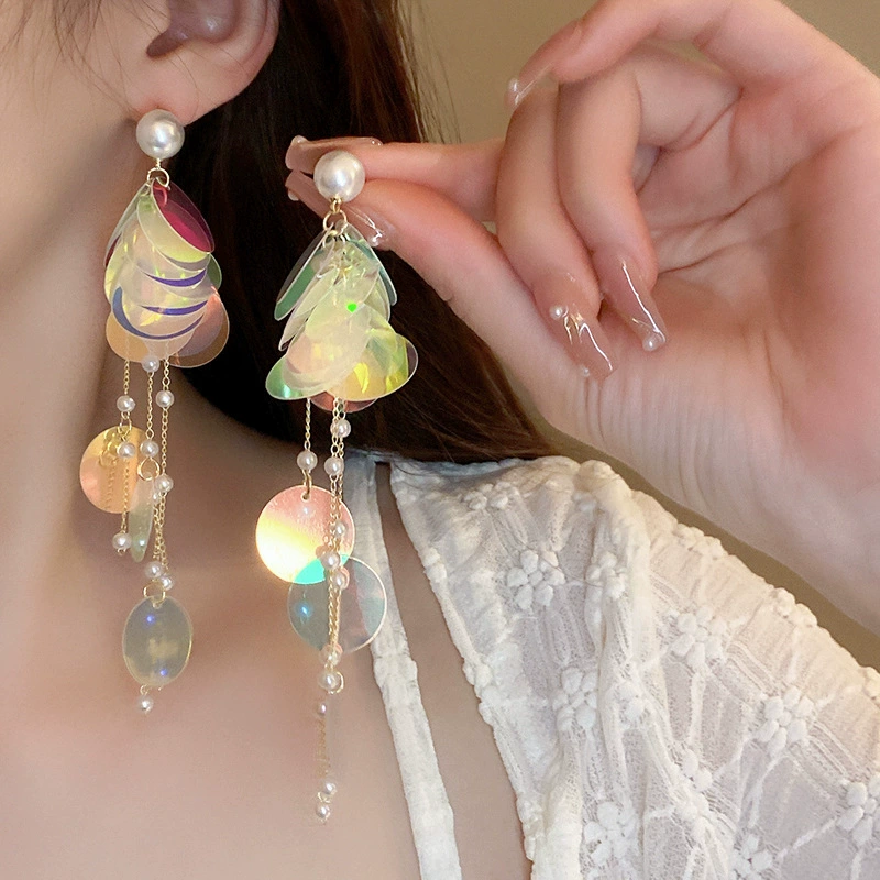 Earrings, floral light-luxury high-quality dangle styles, assorted silver-needle and ear-hook options