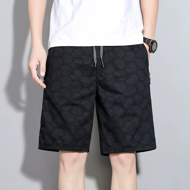 2025 летний внешнеторговый новый принт укороченные брюки текстура хлопок свободные большие брюки повседневные шорты мужской карманный молния