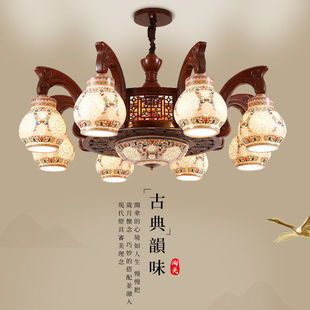 古典中式客厅灯实木吊灯别墅酒店仿古大厅吊灯景德镇陶瓷大气灯具-阿里巴巴