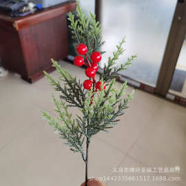 仿真植物仿真松针枝圣诞树圣诞圈圣诞工艺品装饰PE松枝红果枝批发