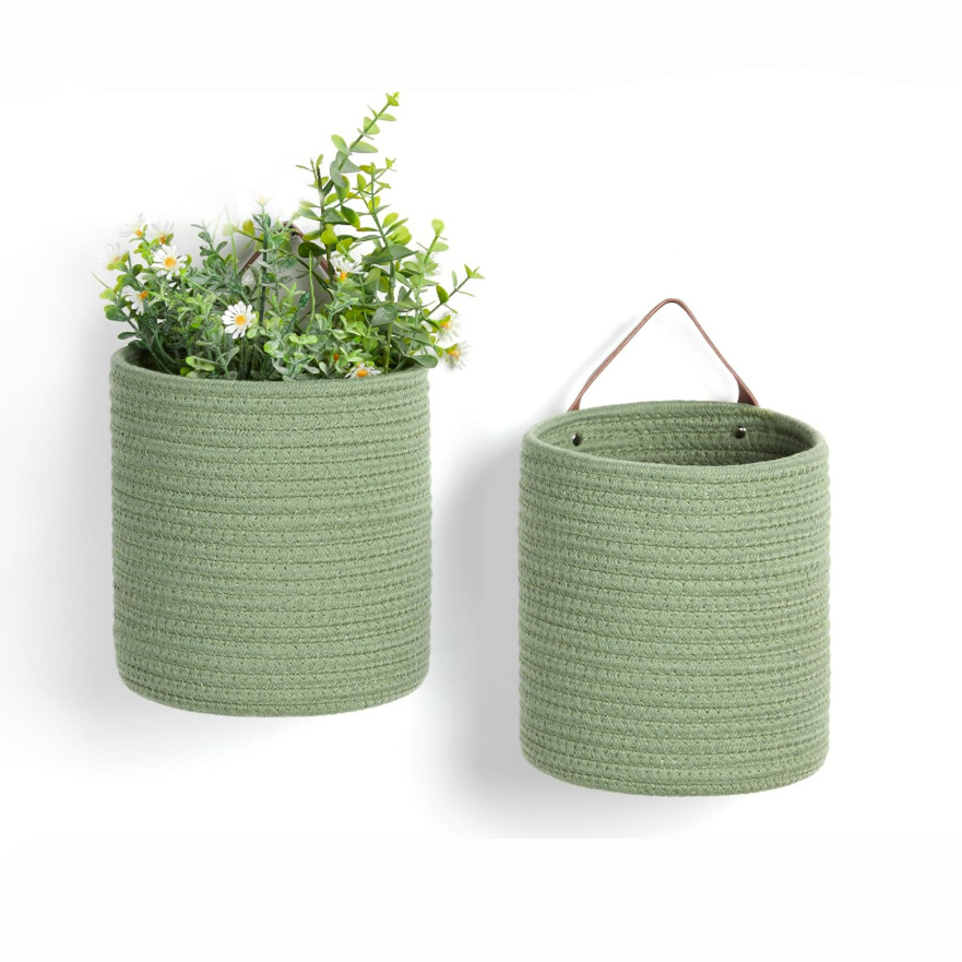 Cesta de almacenamiento de cuerda de algodón de Amazon, llave de entrada, canasta de almacenamiento de artículos diversos, maceta, canasta colgante, canasta de almacenamiento para el hogar
