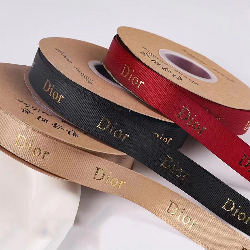 厂家直销现货网红大牌英文字母印花丝带烫金螺纹花艺缎带蛋糕绑带