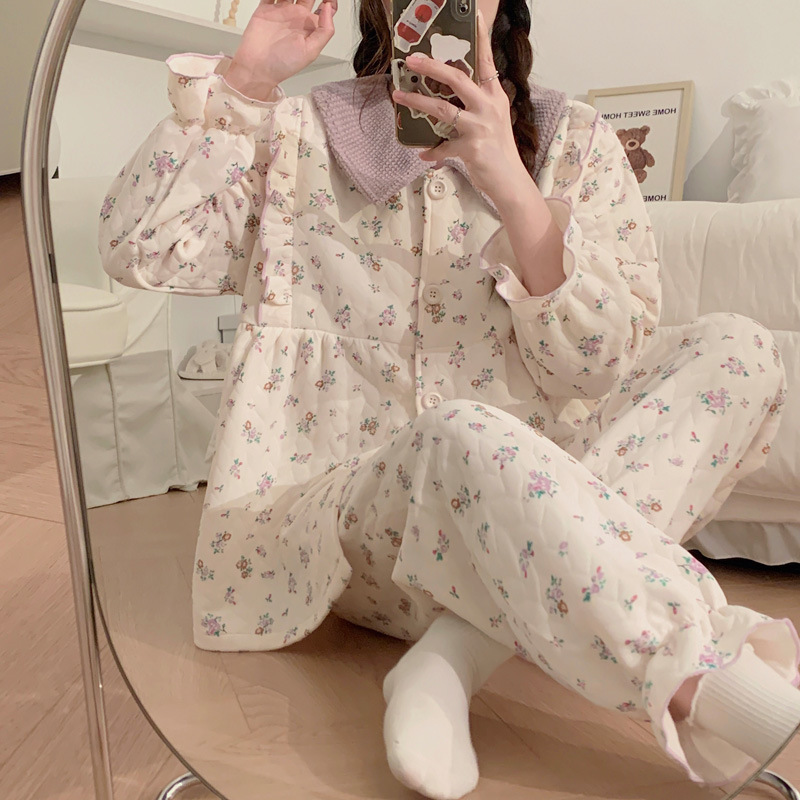 Xiyue's New Winter Air Cotton Sandwich Invisible Zipper Confinement Clothing Maternity Pregnancy Breastfeeding Clothing Set