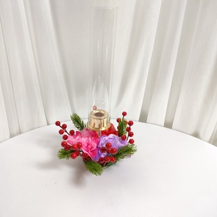 Christmas decoration wreath candlestick flower holiday scene layout home decoration simulation pine needles red fruit Christmas bouquet