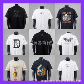 GALLERY DEPT新款欧美街头复古字母印花短袖宽松洗水做旧夏季T恤