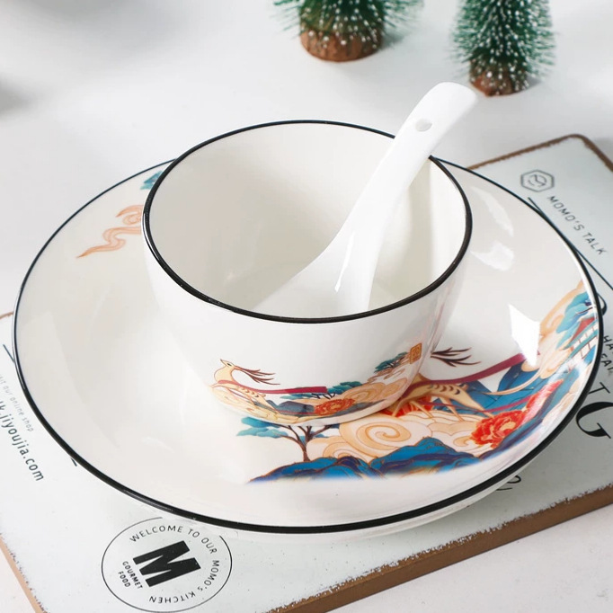 Plato de porcelana cubiertos caja de regalo hermoso como un conjunto de cucharas de regalo de cerámica acompañado de un plato de regalo image 3