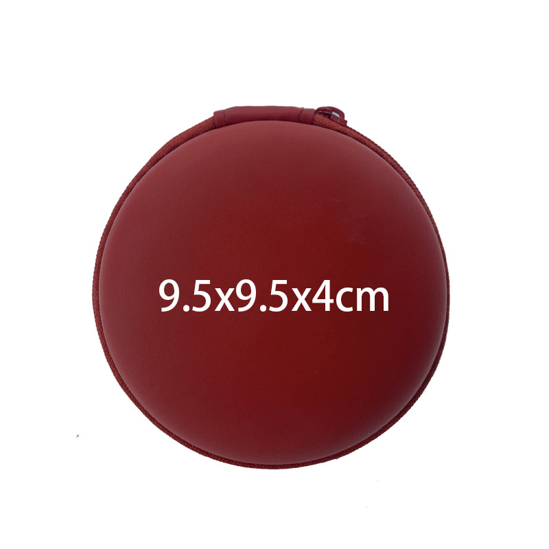 现货便携式红色PU数据线 耳机收纳包 eva蓝牙耳机包装盒拉链包
