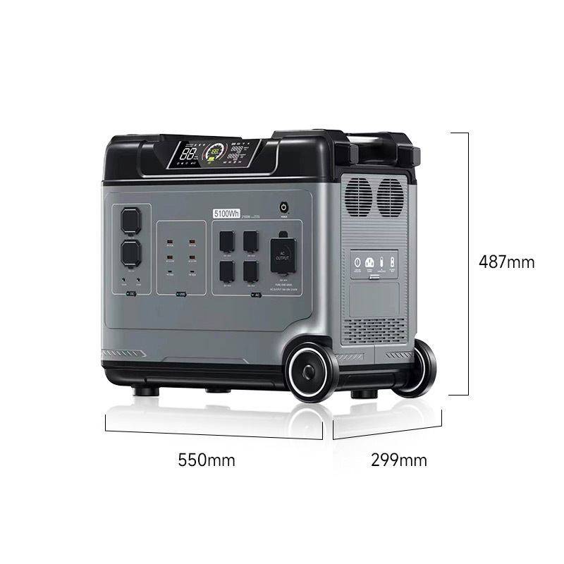 Almacenamiento de energía portátil fuente de alimentación móvil 4000W de alta capacidad 5120Wh adecuado para el usuario acampando transmisión en vivo almacenamiento de energía doméstica