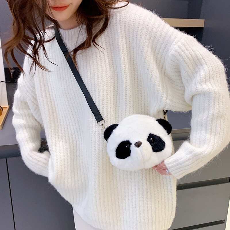 Lindo Bolso pequeño para mujeres 2022 principios de la primavera nueva bolsa de mensajero para niños Panda accesorios de cambio de felpa bolsa de suministro transfronterizo