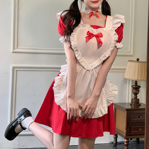 Anime black and white female maid outfit Japanese Alice cute Lolita maid dress lady's dress costume