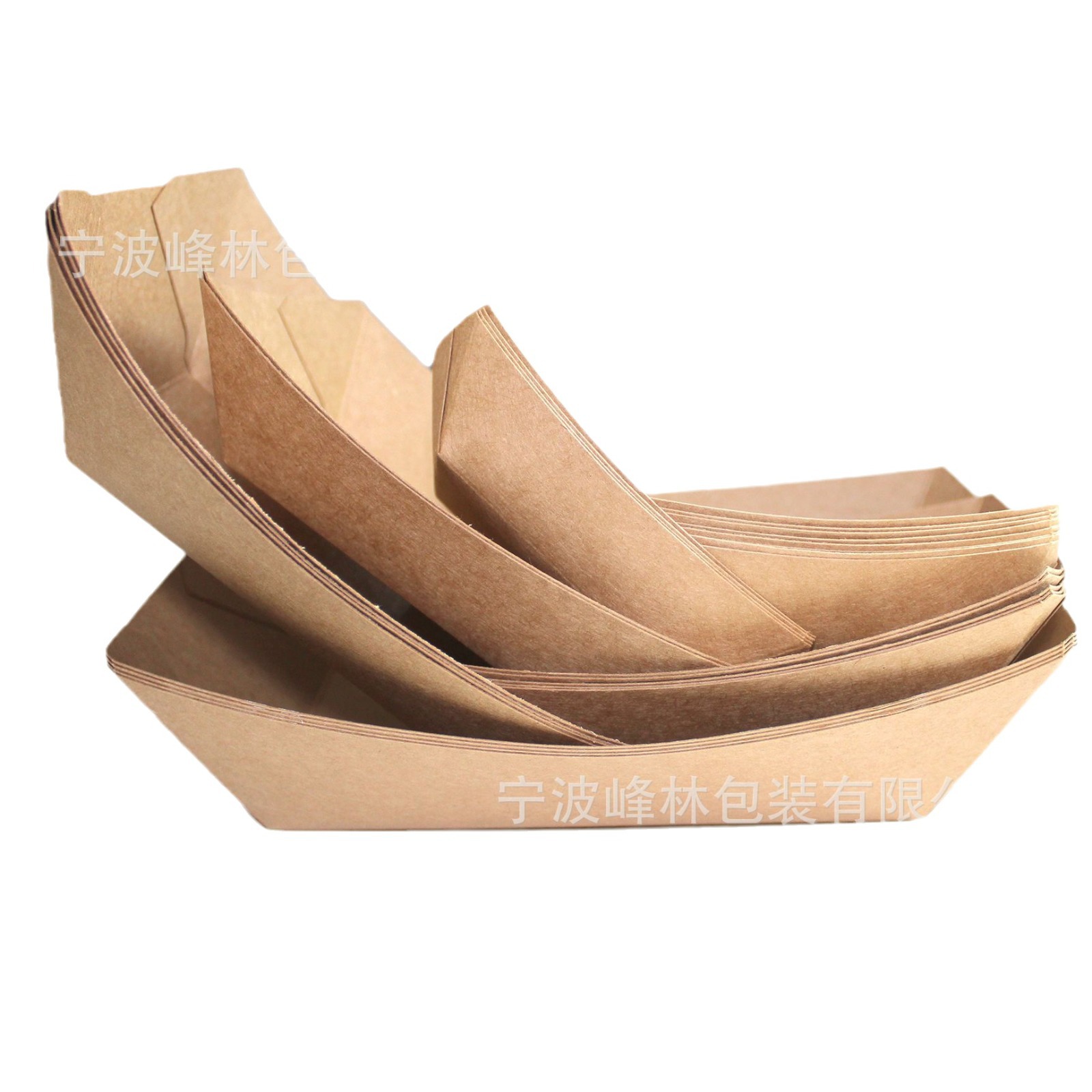 Venta directa de fábrica Venta caliente tipo barco caja de papel Kraft papas fritas pollo frito merienda caja de embalaje de papel bandeja abierta