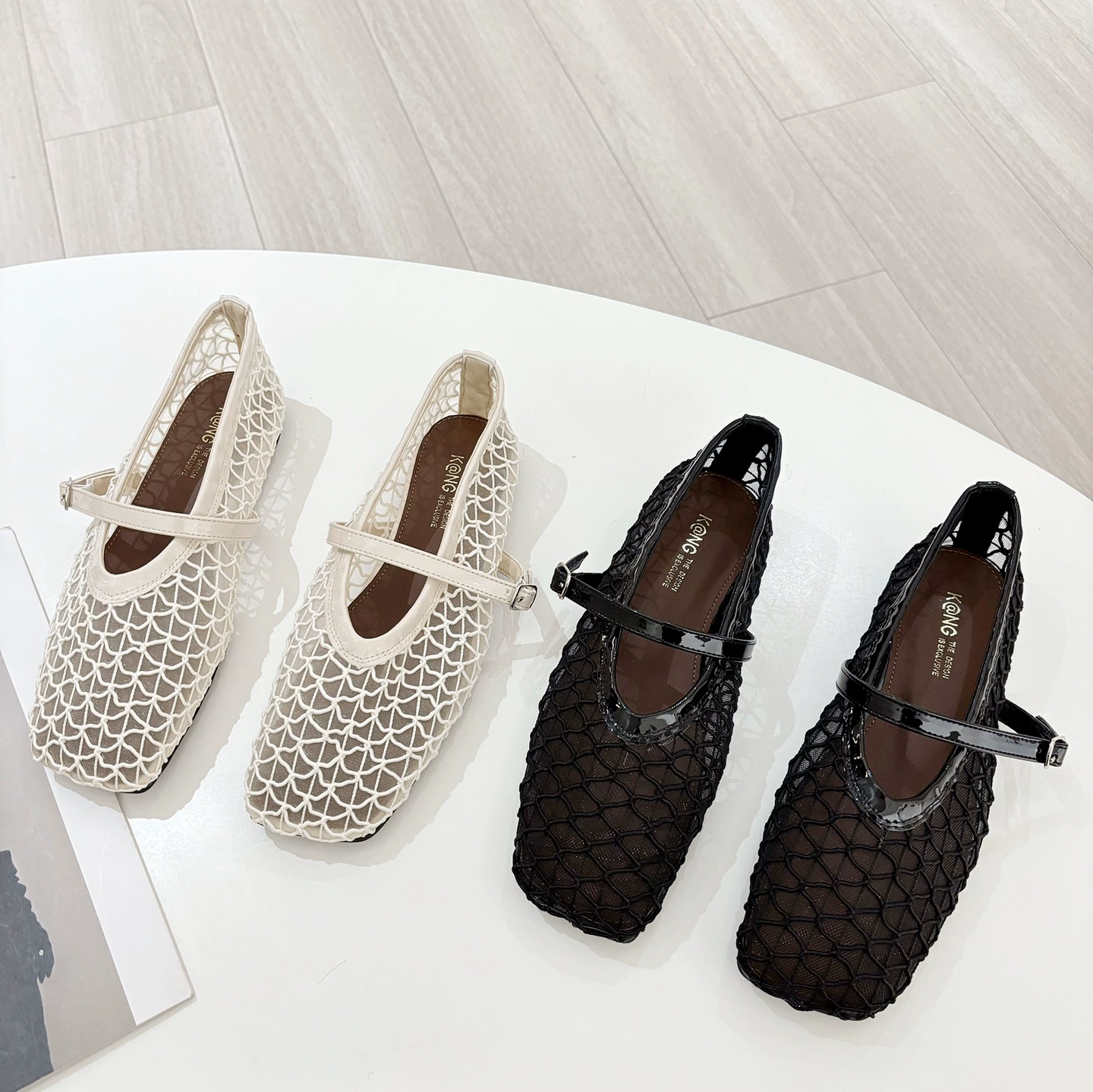 2025 трансграничная внешнеторговая сетка с мелким ртом рыболовные сетки сандалии круглые головы Мэри Джейн плоская обувь балет женские туфли