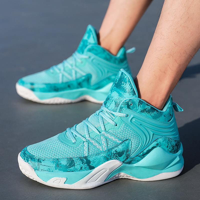 Men's Basketball Shoes Mid-Top Student Training Shoes Cross-Border Trade Four Seasons Mesh Surface Breathable Youth Running Shoes