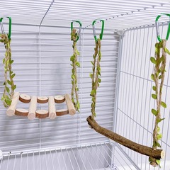 鳥かごの造景オウムのブランコのおもちゃの真珠の文鳥は登ります。