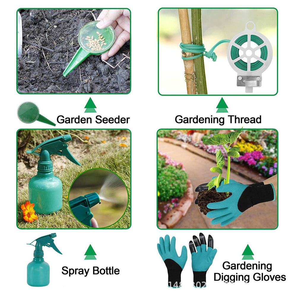 便携帆布包园林工具套装13件套工具带手套水壶花园盆栽小铲子挖土