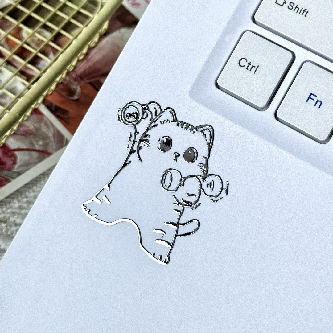 Симпатичный спортивный гантель кот 3D стерео металлическая наклейка водонепроницаемый декоративный наклейка высокого уровня чувство мобильный телефон компьютерный мультфильм