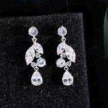 RAKOL 时尚经典流行水滴锆石耳环女韩式新娘宴会晚礼服耳饰批发