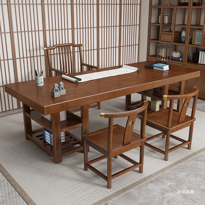 New Chinese Style Solid Wood Desk, Retro Style Painting Desk, Writing Desk with Storage, Office Study Painting Desk, Calligraphy Home Room