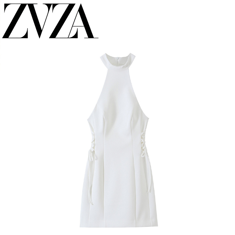 ZCZA Custom-Made European and American Style New Women's Fashion Side Bow Halter Dress 7829111