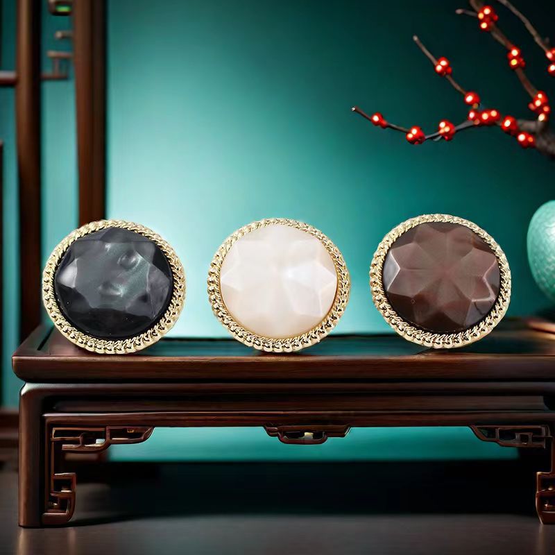 Metal Resin Imitation Shell Double-Button High-End Coat and Trench Coat Buttons, Suit and Sweater Jacket Pearlescent Round Buttons