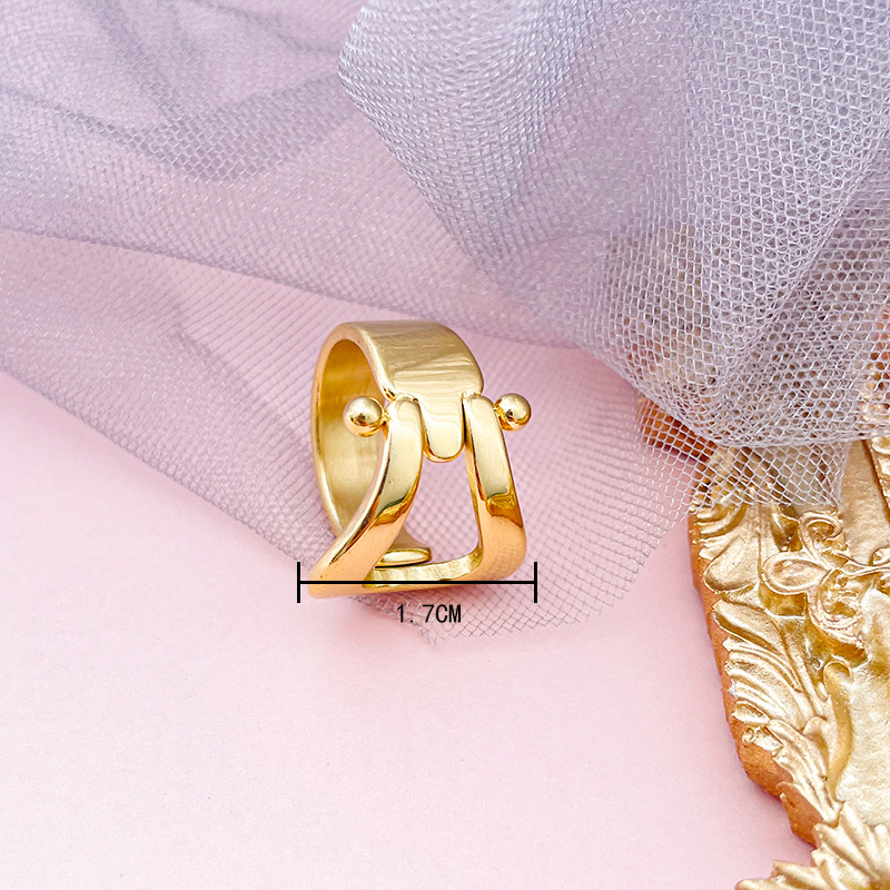 Retro Geometric Solid Color Stainless Steel Irregular Rings