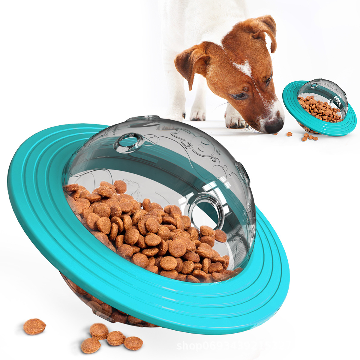 Juguete Rompecabezas para Perros con Dispensador de Comida, Resistente a Mordidas, Platillo Volador, Transfronterizo