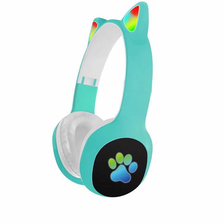 New KT48 Cheap Cat Ear Headset Bluetooth Headset Macaron Cute Luminous Color Changing Wireless Headset