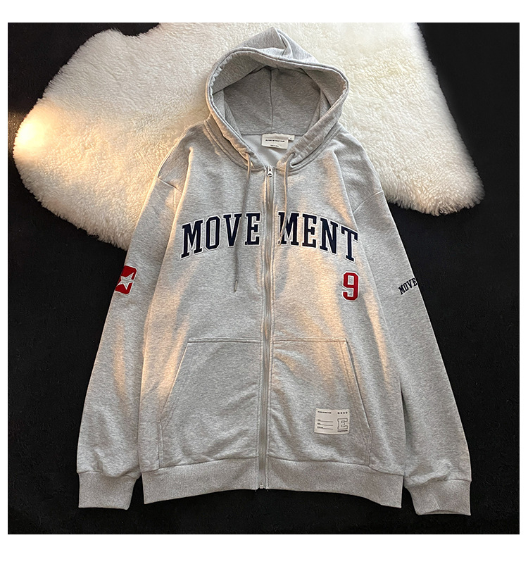 Sudadera de estilo europeo para mujer, estilo americano de principios de otoño, top holgado y ligero, chaqueta tipo cárdigan con capucha y cremallera.