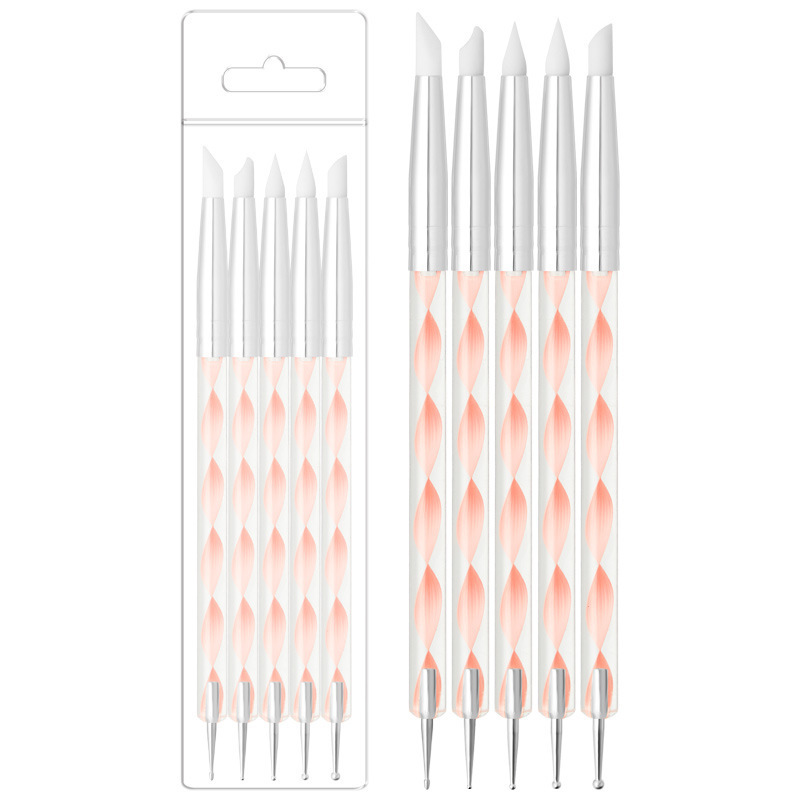 クロスボーダー卸売ネイルアートペンセットネイルアート双頭ドットダイヤモンドシリコンペンドットダイヤモンド構築ペンラテアートペイント彫刻ペン|undefined