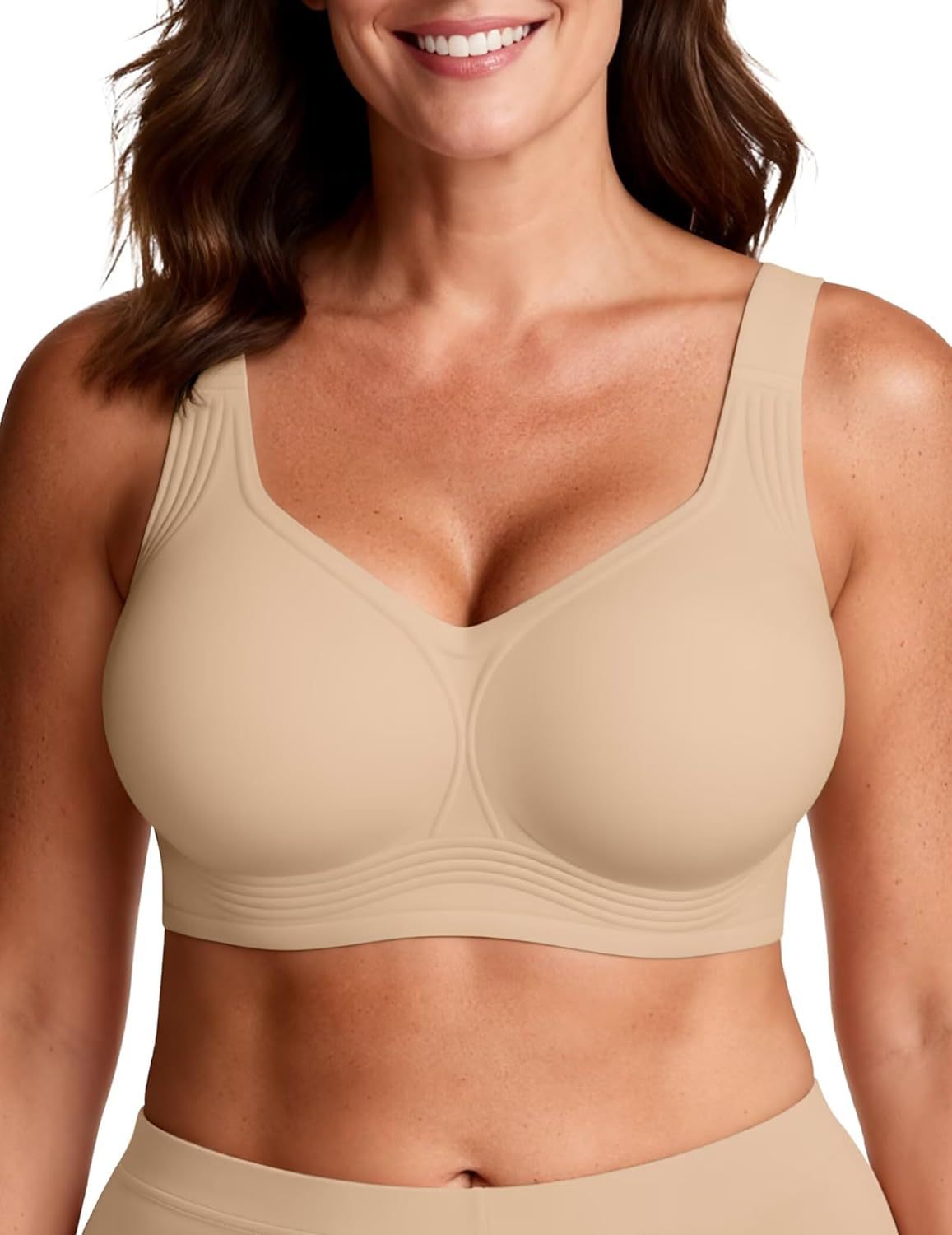 Vertvie Women's Jelly Bra Plus Size Minimizer Soft Wireless Push up Bra Full Support Elderly