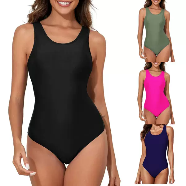 Racing Swimsuit Amazon Foreign Trade Conservative Back Cross Swimsuit Europe and America Sexy Solid Color Conjoined Cross-border plus size