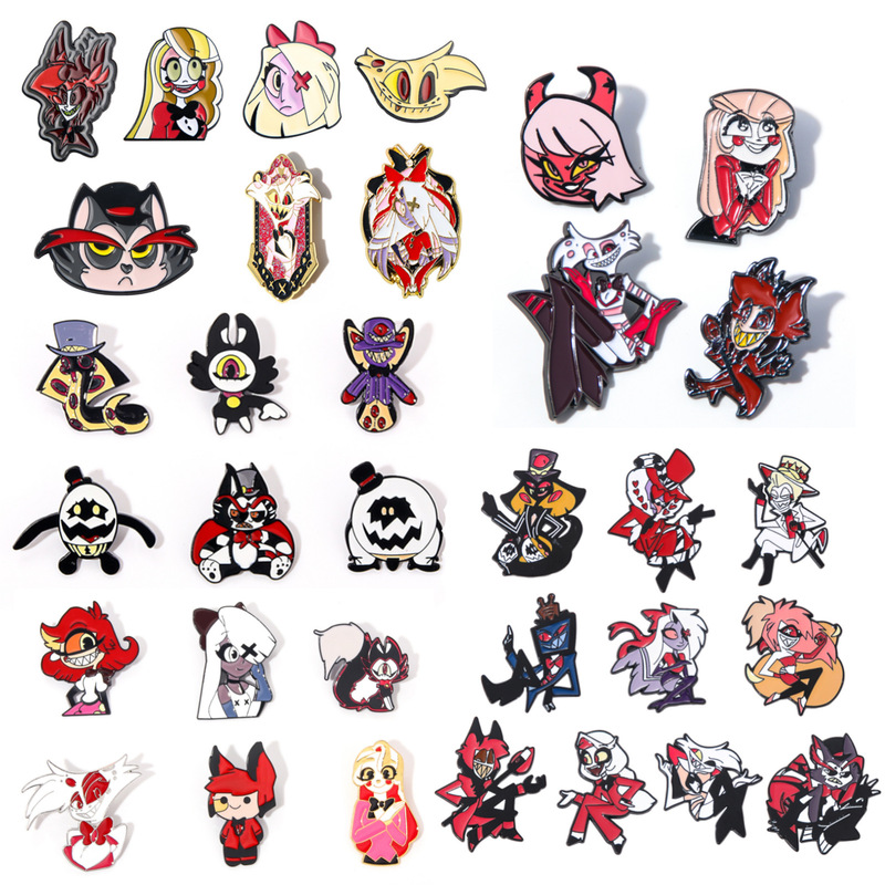 Anime Merchandise Hazbin Hotel Hell Inn Brooch Charley Vicky Spider Demon Cartoon Character Badge Anime Merchandise Hazbin Hotel Hell Inn Brooch Charley Vicky Spider Demon Cartoon Character Badge